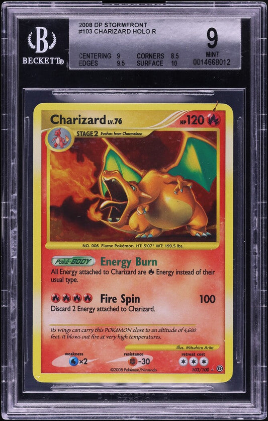 2008 POKEMON DIAMOND & PEARL STORMFRONT HOLO CHARIZARD #103 BGS 9 MINT