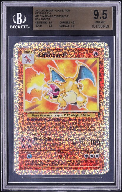 2002 POKEMON LEGENDARY COLLECTION BOX TOPPER REVERSE HOLO CHARIZARD #S1 BGS 9.5