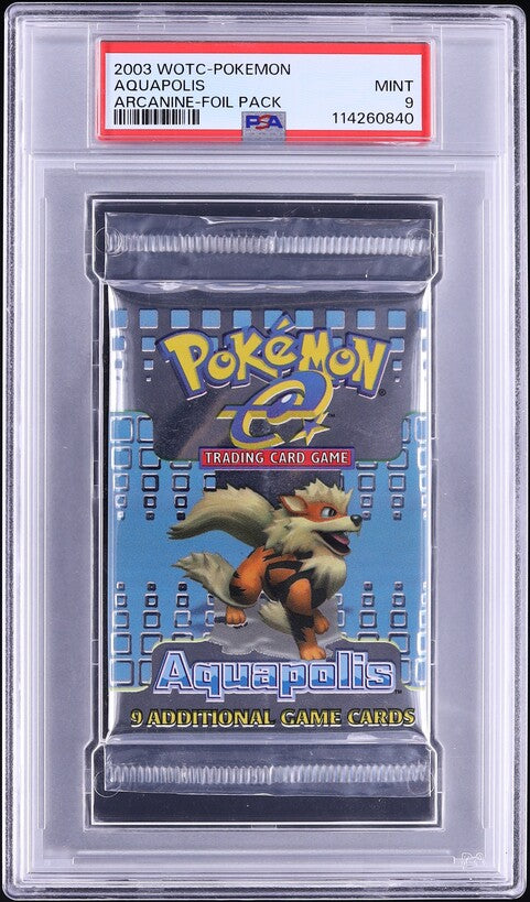 2003 POKEMON AQUAPOLIS ARCANINE BOOSTER PACK PSA 9