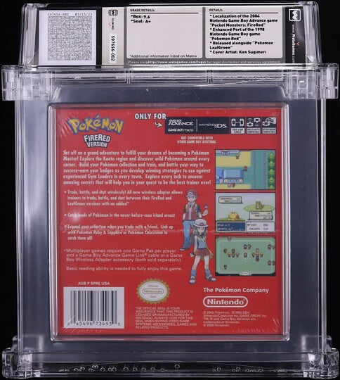 2004 POKEMON FIRE RED VERSION PLAYER'S CHOICE NINTENDO GAME BOY ADVANCE GBA WATA 9.6 A+ SEALED