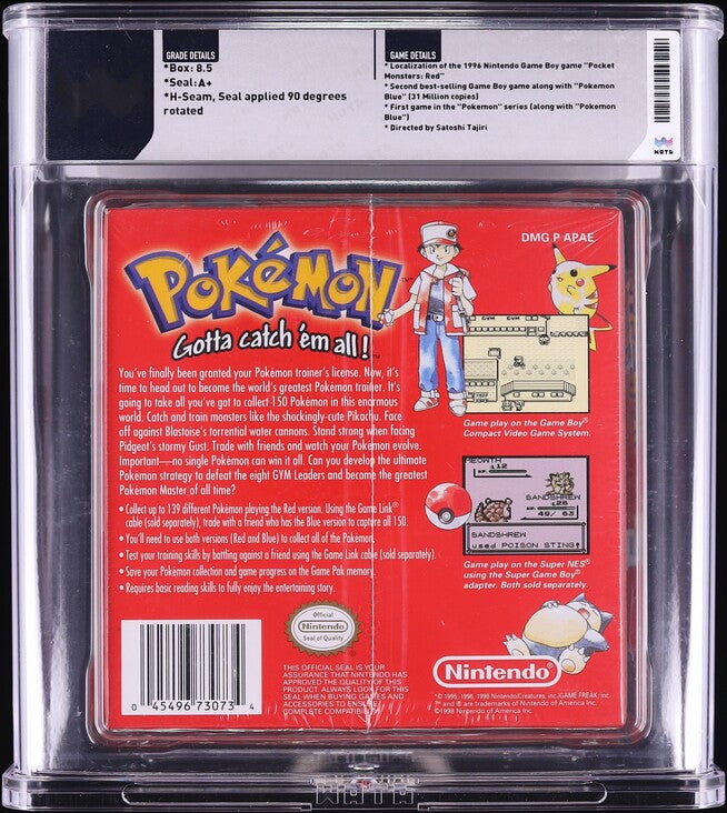 1998 POKEMON RED VERSION WHITE ESRB SANDSHREW NINTENDO GAME BOY GB WATA 8.5 A+ SEALED