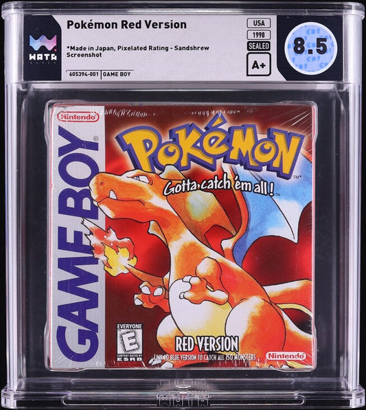 1998 POKEMON RED VERSION WHITE ESRB SANDSHREW NINTENDO GAME BOY GB WATA 8.5 A+ SEALED