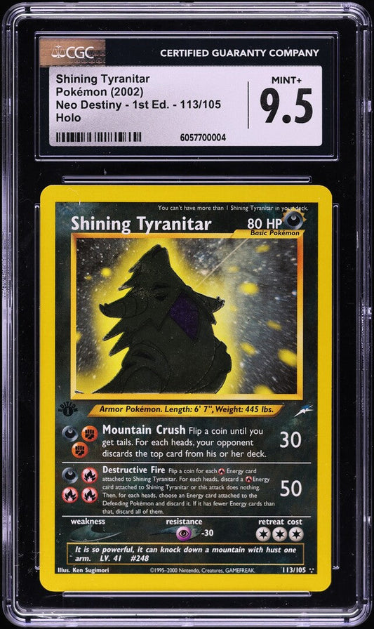 2002 POKEMON NEO DESTINY 1ST EDITION HOLO SHINING TYRANITAR #113 CGC 9.5 MINT+