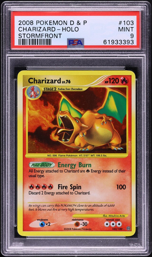 2008 POKEMON DIAMOND & PEARL STORMFRONT HOLO CHARIZARD #103 PSA 9 MINT