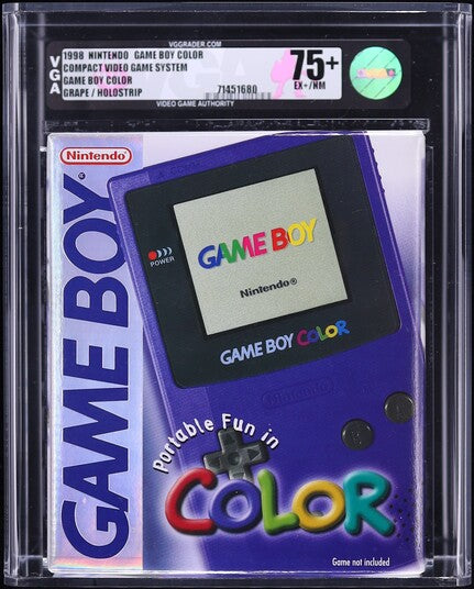 1999 NINTENDO GAME BOY COLOR CONSOLE GRAPE HOLOSTRIP VGA 75+ SEALED