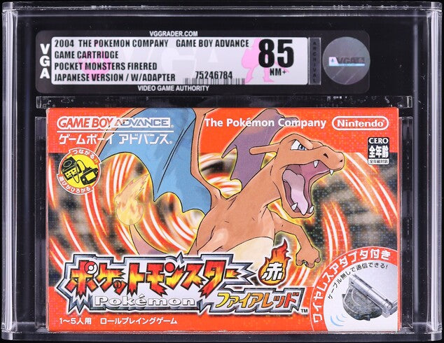 2004 POKEMON FIRE RED JAPANESE W/ADAPTOR NINTENDO GAME BOY ADVANCE GBA VGA 85 UNOPENED