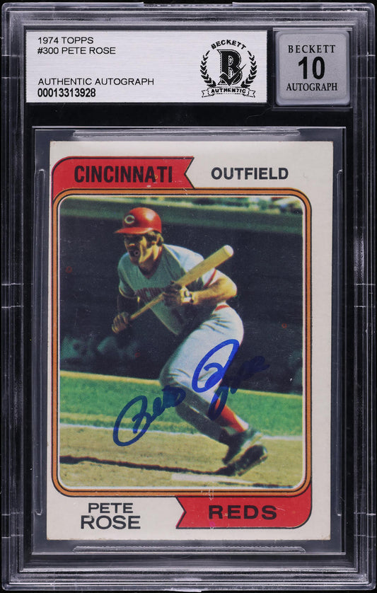 1974 TOPPS PETE ROSE #300 AUTO 10 BGS AUTHENTIC