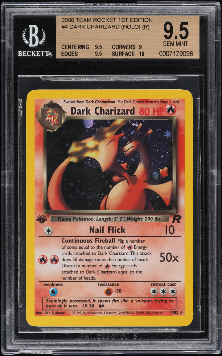 2000 POKEMON TEAM ROCKET 1ST EDITION HOLO DARK CHARIZARD #4 BGS 9.5 GEM MINT