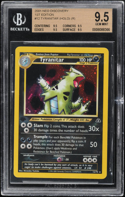 2001 POKEMON NEO DISCOVERY 1ST EDITION HOLO TYRANITAR #12 BGS 9.5 GEM MINT