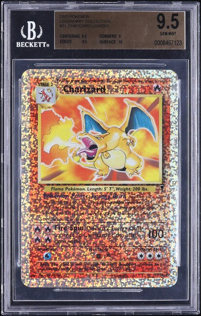 2002 POKEMON LEGENDARY COLLECTION BOX TOPPER CHARIZARD #S1 BGS 9.5 GEM MINT