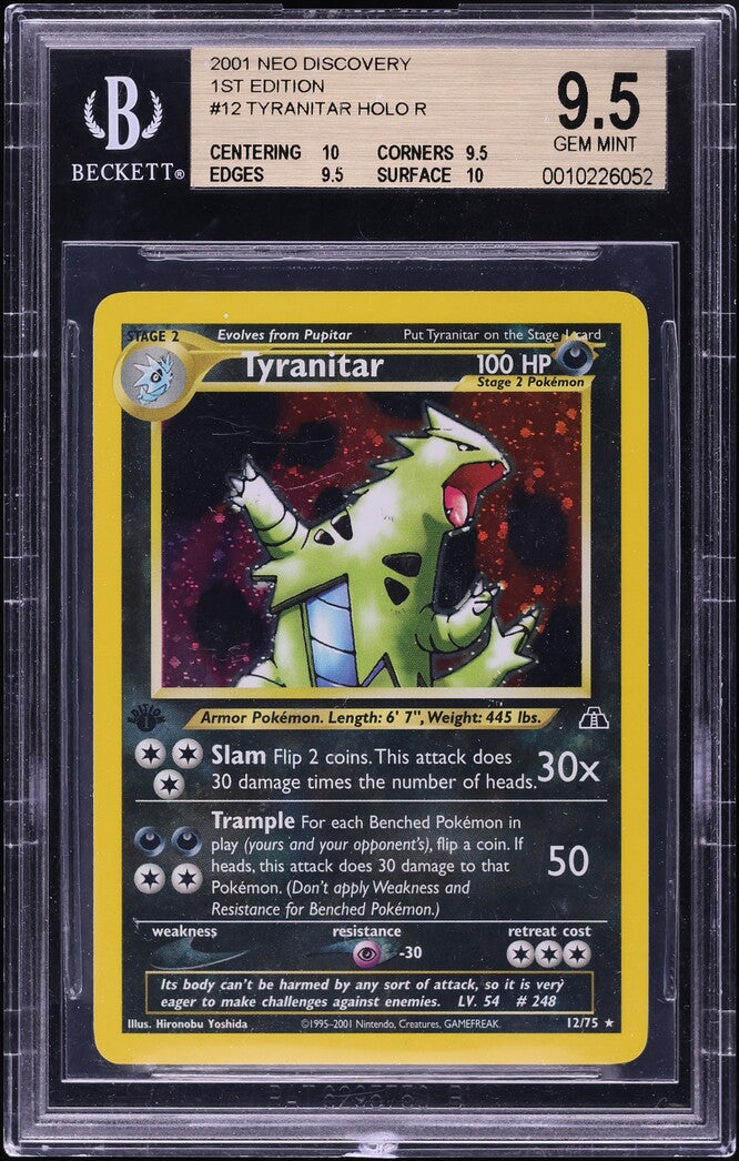 2001 POKEMON NEO DISCOVERY 1ST EDITION HOLO TYRANITAR #12 BGS 9.5 GEM MINT