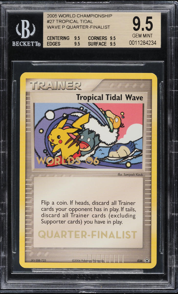 2005 POKEMON WORLD CHAMPIONSHIP QUARTER-FINALIST TROPICAL TIDAL WAVE #27 BGS 9.5