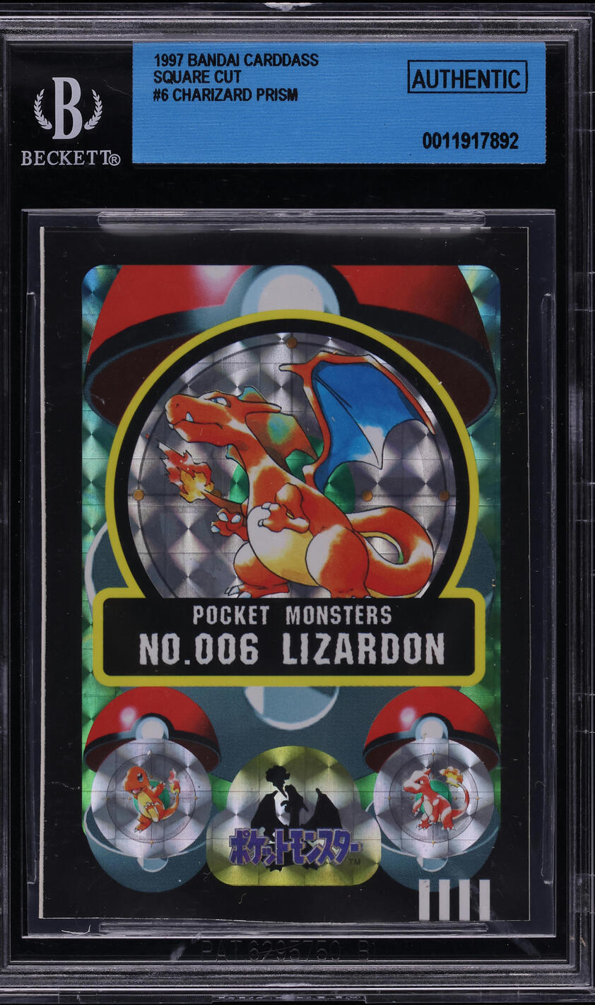 1997 POKEMON BANDAI CARDDASS SQUARE CUT CHARIZARD PRISM #6 BGS AUTHENTIC