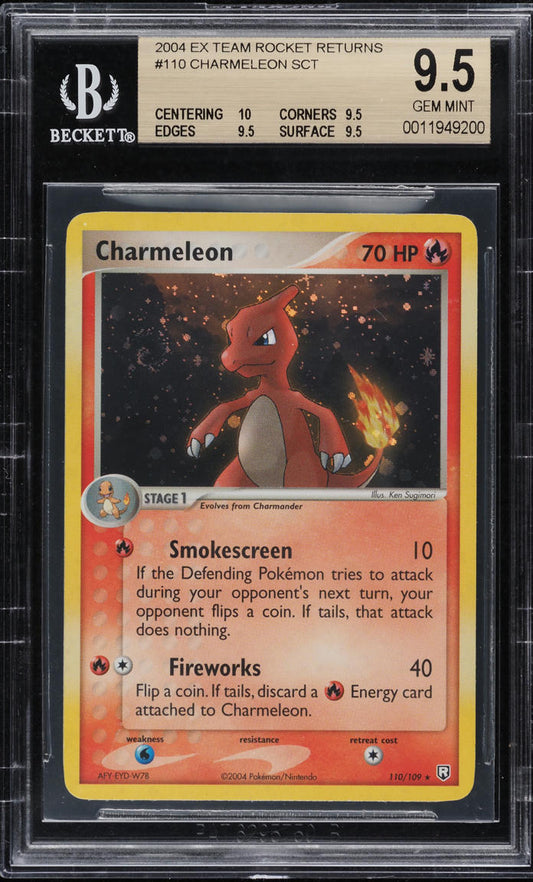 2004 POKEMON EX TEAM ROCKET RETURNS CHARMELEON #110 BGS 9.5 GEM MINT