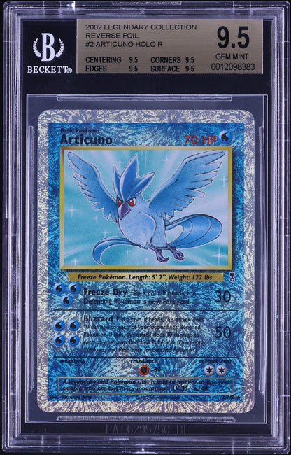 2002 POKEMON LEGENDARY COLLECTION REVERSE HOLO ARTICUNO #2 BGS 9.5 GEM MINT