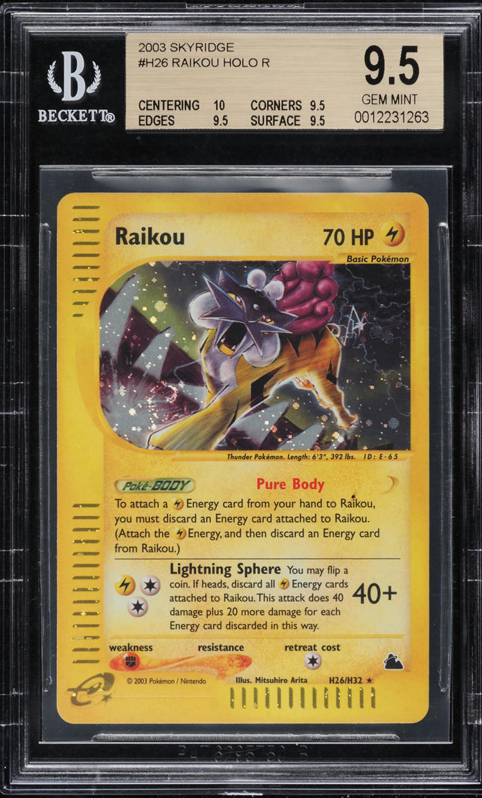 2003 POKEMON SKYRIDGE HOLO RAIKOU #H26 BGS 9.5 GEM MINT