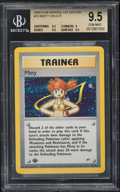 2000 POKEMON GYM HEROES 1ST EDITION HOLO MISTY #18 BGS 9.5 GEM MINT