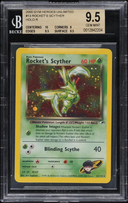 2000 POKEMON GYM HEROES HOLO ROCKET'S SCYTHER #13 BGS 9.5 GEM MINT