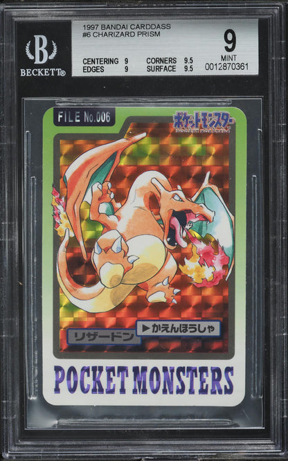 1997 POKEMON JAPANESE CARDDASS PRISM CHARIZARD #6 BGS 9