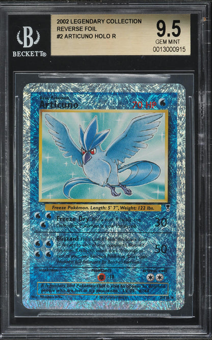 2002 POKEMON LEGENDARY COLLECTION REVERSE HOLO ARTICUNO #2 BGS 9.5 GEM MINT