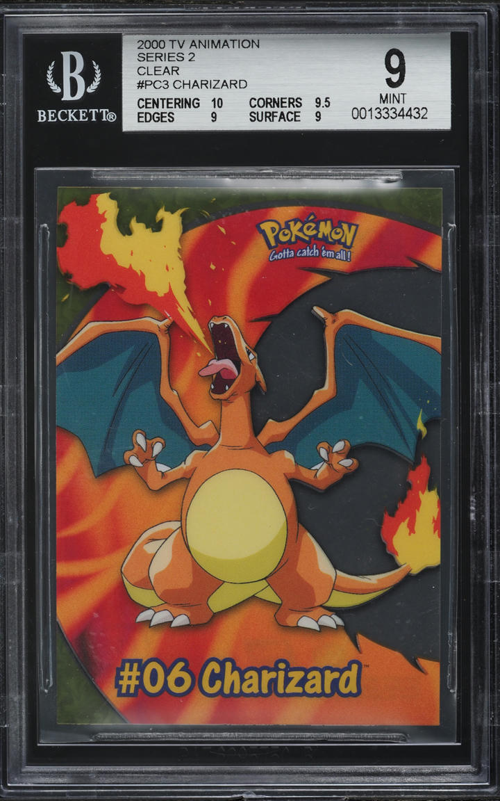 2000 TOPPS POKEMON TV ANIMATION CLEAR CARDS CHARIZARD #PC3 BGS 9