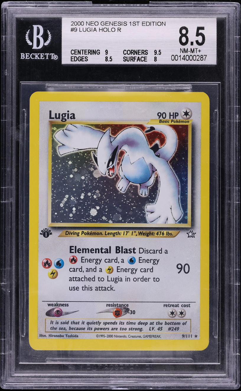 2000 POKEMON NEO GENESIS 1ST EDITION HOLO LUGIA #9 BGS 8.5 NM-MT+