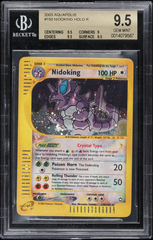 2003 POKEMON AQUAPOLIS HOLO CRYSTAL NIDOKING #150 BGS 9.5 GEM MINT