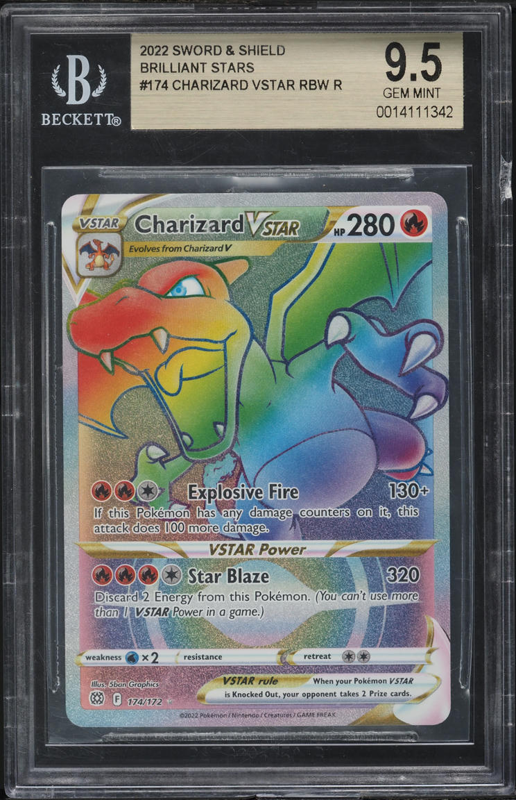 2022 POKEMON SWSH BRILLIANT STARS HYPER RARE CHARIZARD VSTAR #174 BGS 9.5 GEM MINT