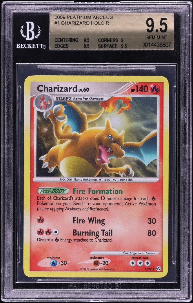 2009 POKEMON PLATINUM ARCEUS CRACKED ICE HOLO CHARIZARD #1 BGS 9.5 GEM MINT