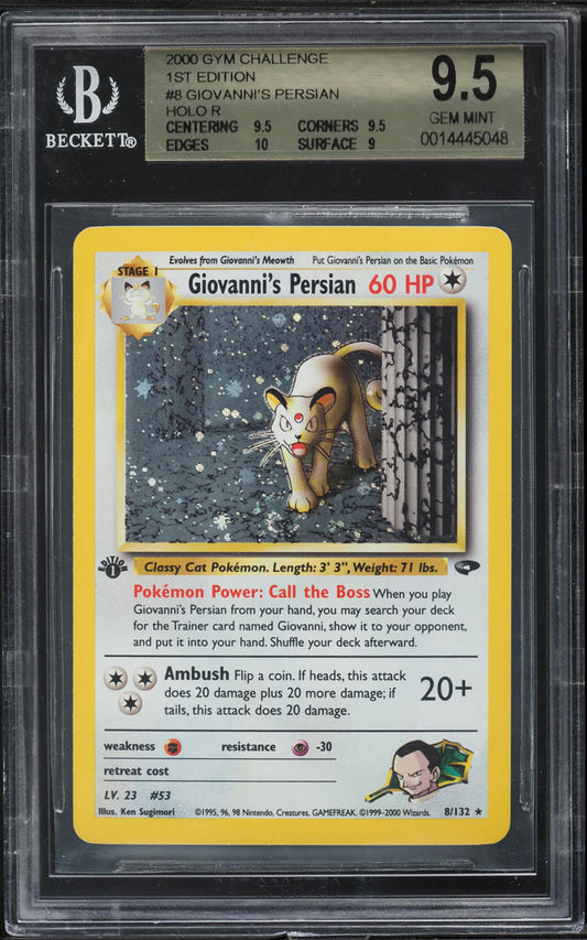 2000 POKEMON GYM CHALLENGE 1ST EDITION HOLO GIOVANNI'S PERSIAN #8 BGS 9.5 GEM