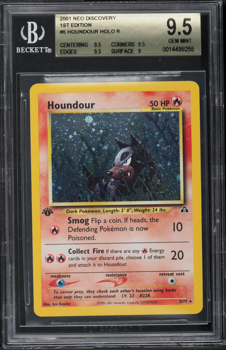 2001 POKEMON NEO DISCOVERY 1ST EDITION HOLO HOUNDOUR #5 BGS 9.5 GEM MINT