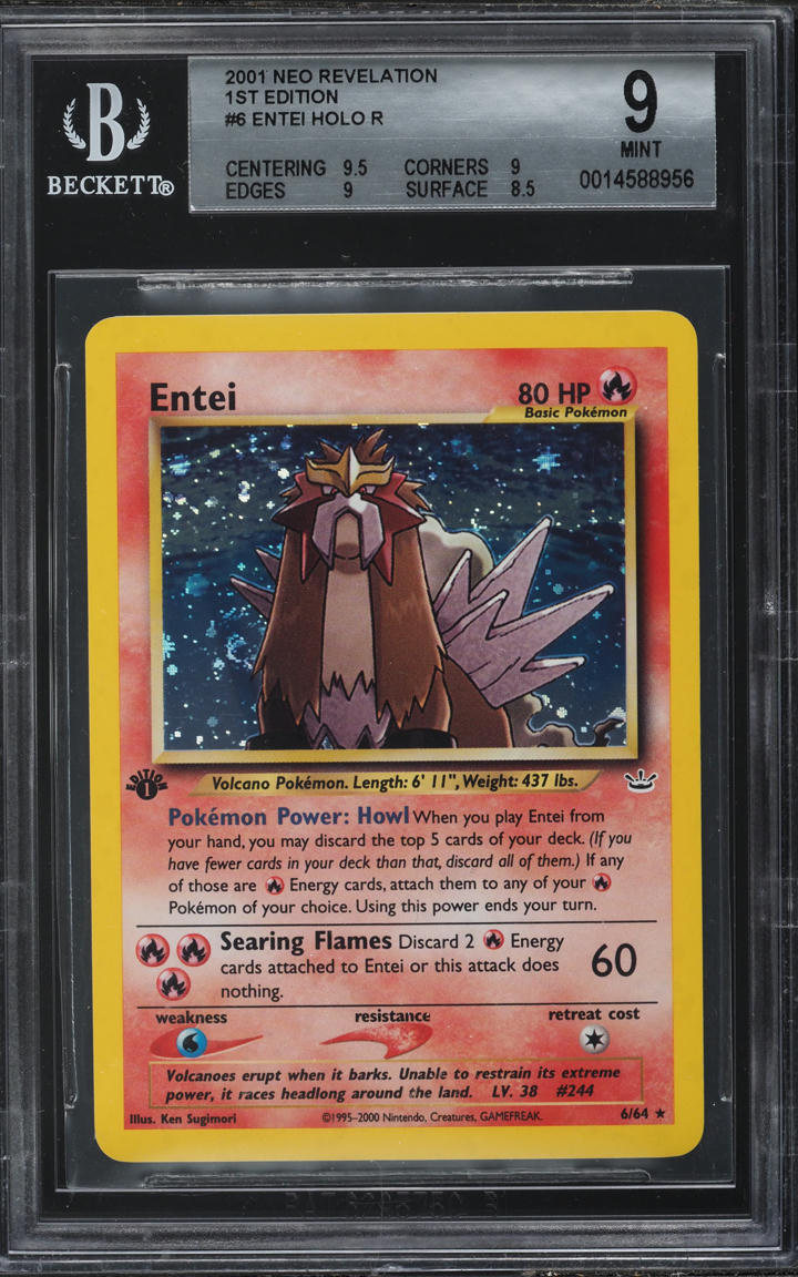 2001 POKEMON NEO REVELATION 1ST EDITION HOLO ENTEI #6 BGS 9 MINT