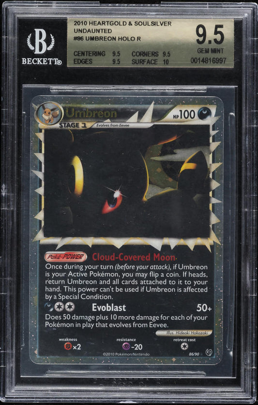 2010 POKEMON HEARTGOLD & SOULSILVER UNDAUNTED PRIME UMBREON #86 BGS 9.5 GEM MINT