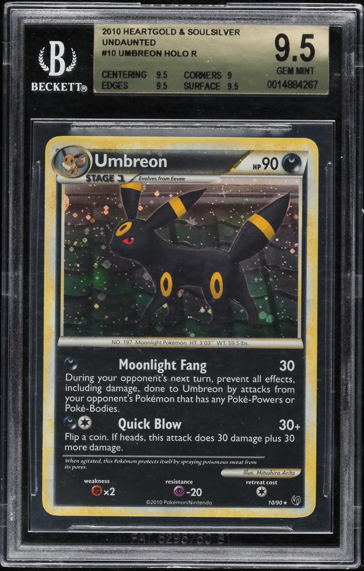 2010 POKEMON HEARTGOLD & SOULSILVER UNDAUNTED HOLO UMBREON #10 BGS 9.5 GEM MINT