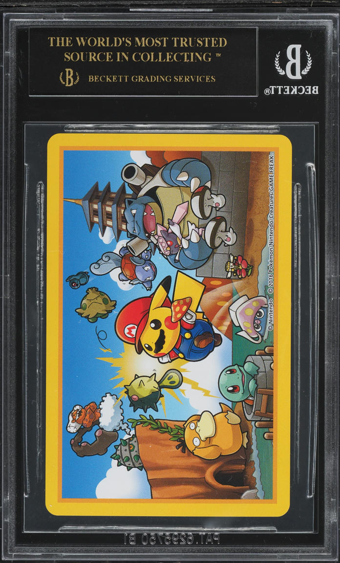 2016 POKEMON PLAYING CARDS MARIO LUIGI PIKACHU QUEEN OF CLUBS BGS 10 BLACK LABEL