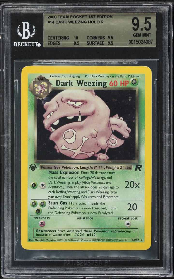 2000 POKEMON TEAM ROCKET 1ST EDITION HOLO DARK WEEZING #14 BGS 9.5 GEM MINT