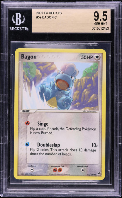 2005 POKEMON EX DEOXYS BAGON #52 BGS 9.5