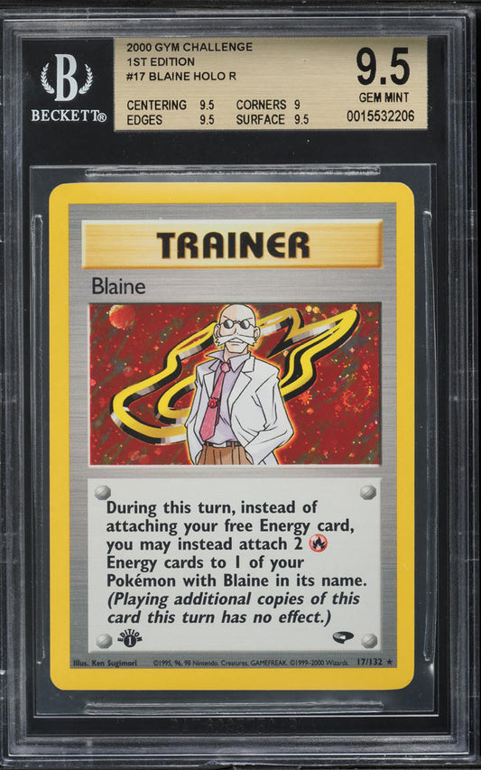 2000 POKEMON GYM CHALLENGE 1ST EDITION HOLO BLAINE #17 BGS 9.5 GEM MINT