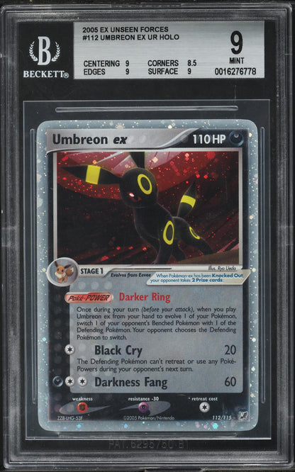 2005 POKEMON EX UNSEEN FORCES HOLO UMBREON EX #112 BGS 9 MINT