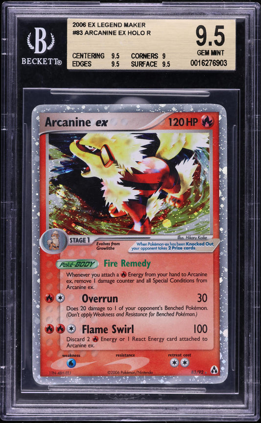 2006 POKEMON EX LEGEND MAKER HOLO ARCANINE EX #83 BGS 9.5 GEM MINT