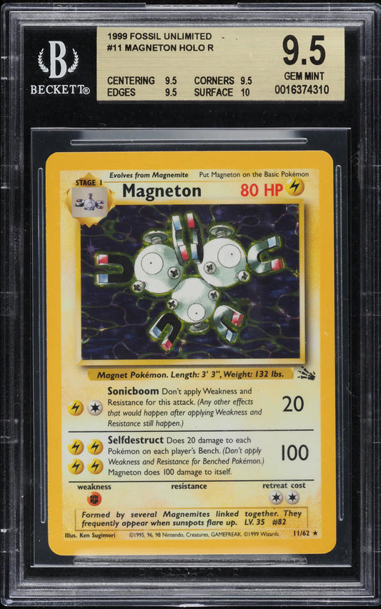 1999 POKEMON FOSSIL HOLO MAGNETON #11 BGS 9.5 GEM MINT