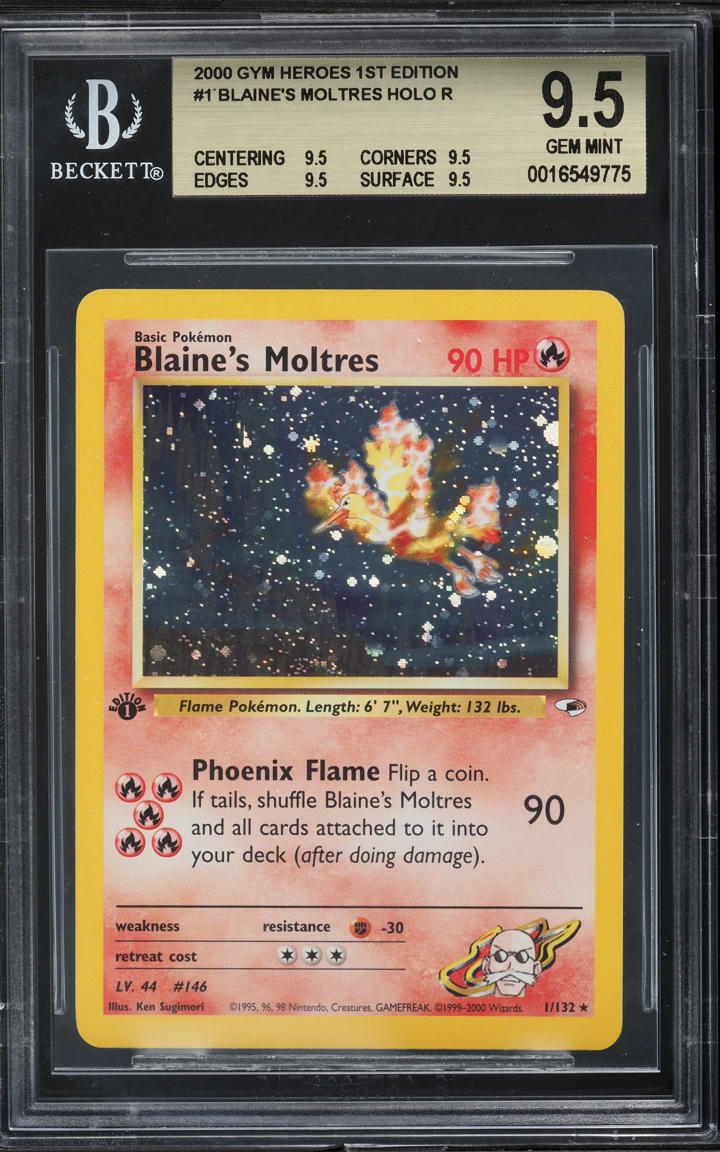 2000 POKEMON GYM HEROES 1ST EDITION HOLO BLAINE'S MOLTRES #1 BGS 9.5 GEM MINT