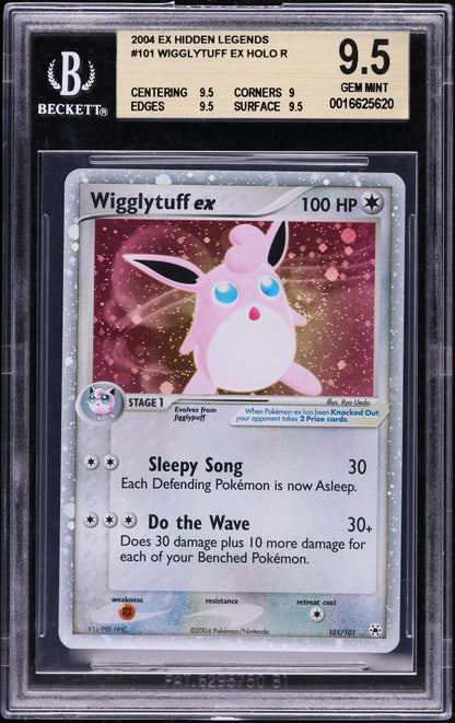 2004 POKEMON EX HIDDEN LEGENDS HOLO WIGGLYTUFF EX #101 BGS 9.5