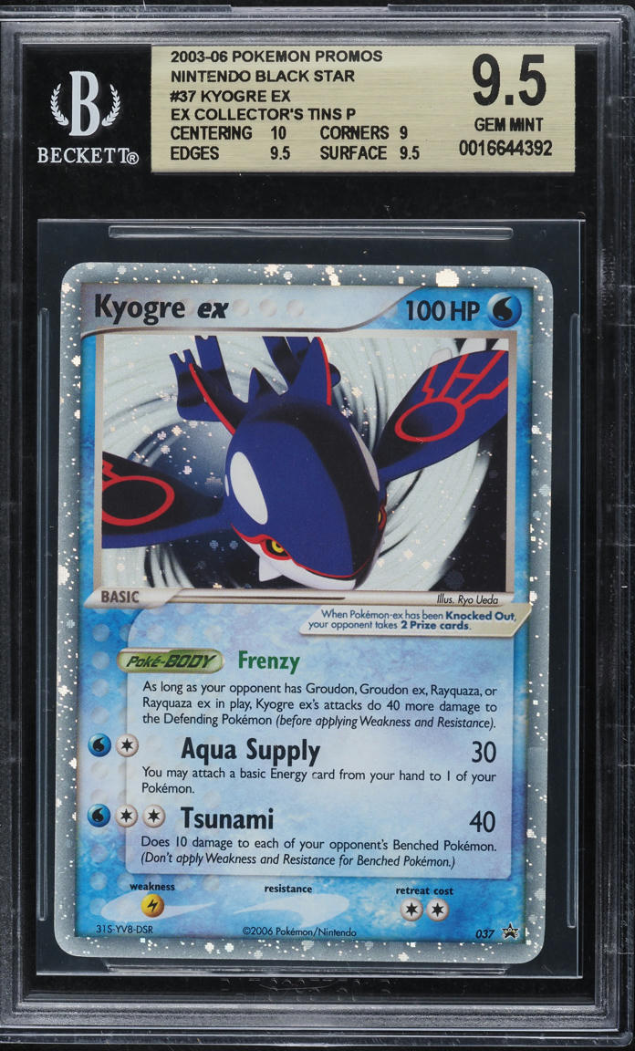 2006 POKEMON BLACK STAR PROMO COLLECTOR'S TINS KYOGRE EX #37 BGS 9.5