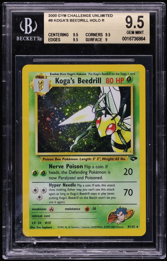 2000 POKEMON GYM CHALLENGE HOLO KOGA'S BEEDRILL #9 BGS 9.5 GEM MINT