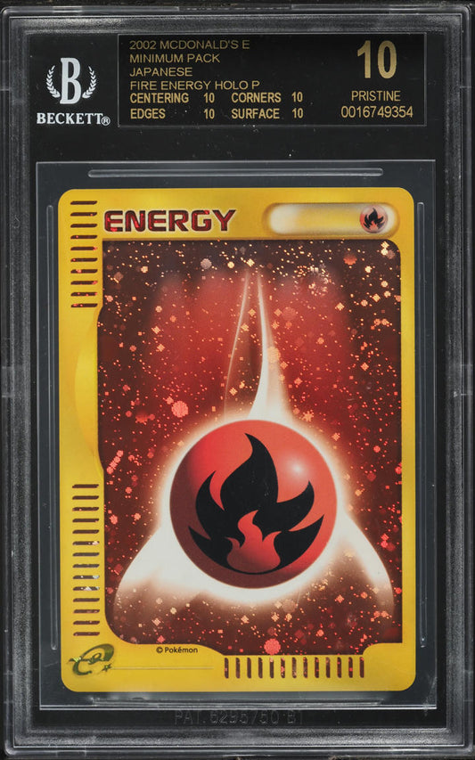 2002 POKEMON MCDONALD'S E MINIMUM PACK HOLO FIRE ENERGY #NNO BGS 10 BLACK LABEL