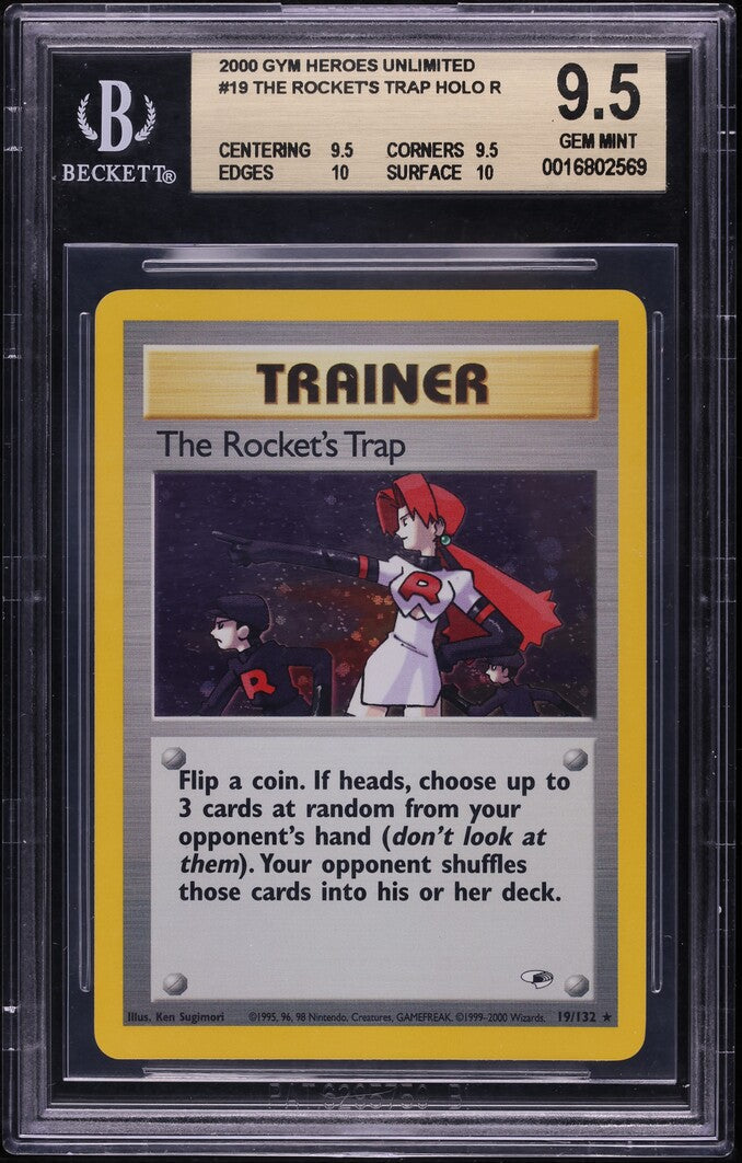 2000 POKEMON GYM HEROES HOLO THE ROCKET'S TRAP #19 BGS 9.5