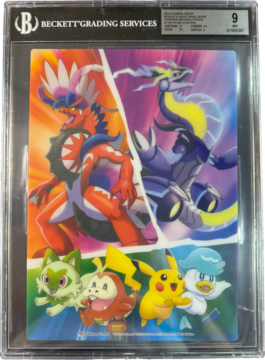 2022 POKEMON KORAIDON MIRAIDON PIKACHU PENCIL BOARD BGS 9