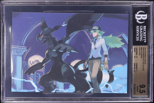 2014 POKEMON CENTER KEN SUGIMORI ART COLLECTION N'S ZEKROM POSTCARD BGS 9.5