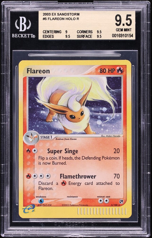 2003 POKEMON EX SANDSTORM HOLO FLAREON #5 BGS 9.5